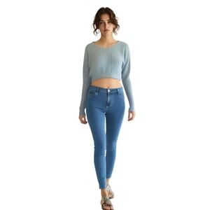 Nasty Gal Cropped V-Neck Acrylic Blend Sweater EUC